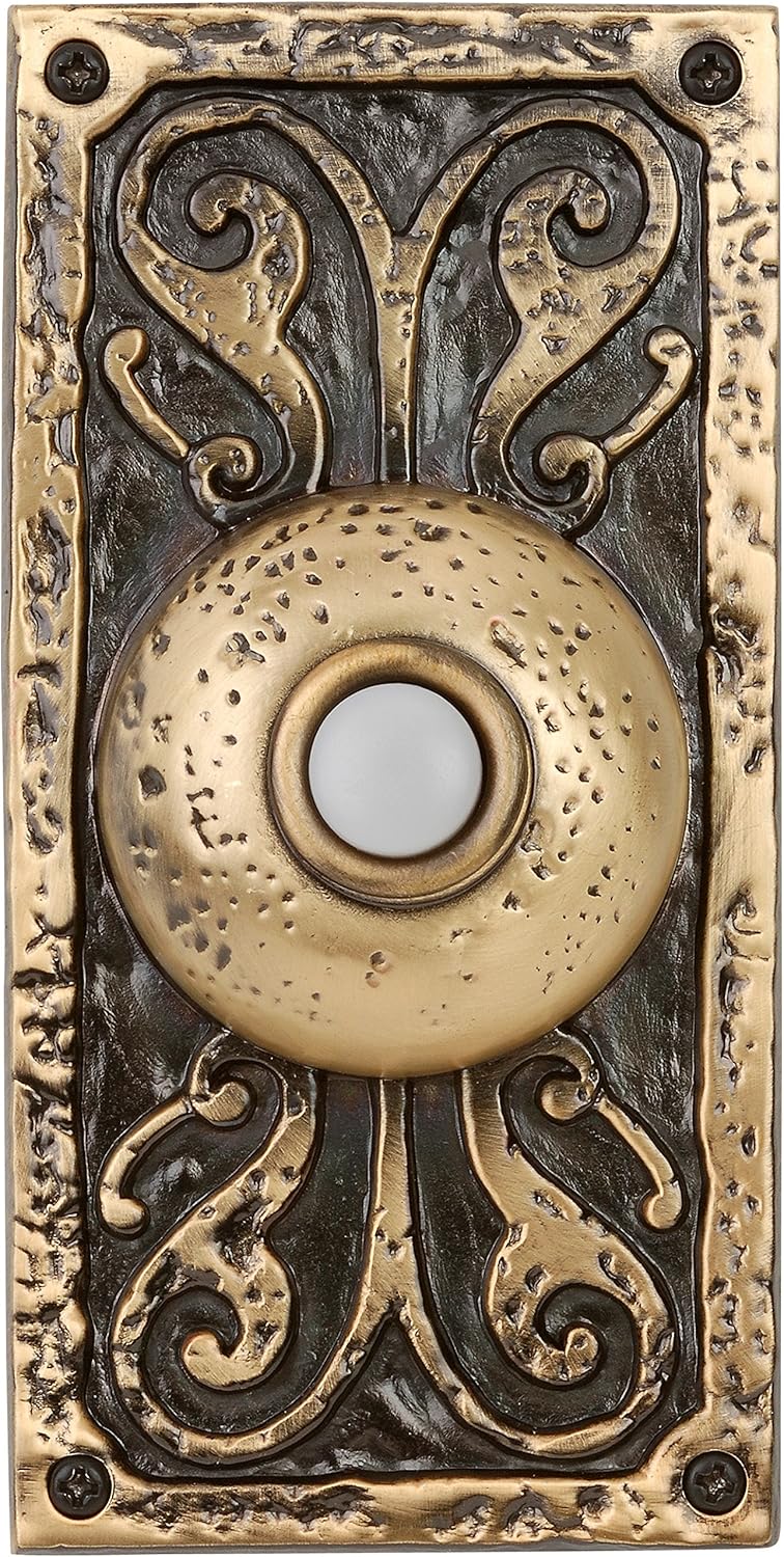 Craftmade PB3037-BB Designer Surface Mount Lighted Doorbell LED Push Button, Burnished Brass (5.25"H x 2.63"W) - Image 1